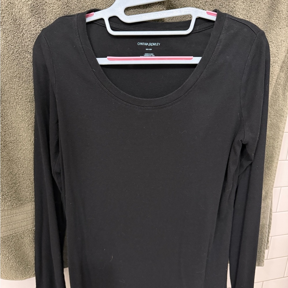 Cynthia Rowley Black Long Sleeve Tee - Picture 2 of 5